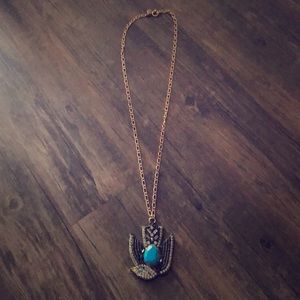 Beautiful beaded oversized bird pendant necklace